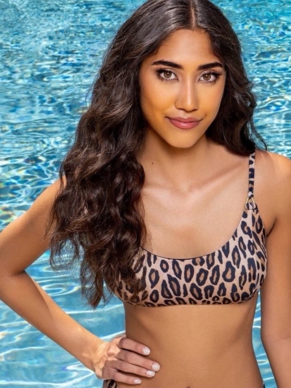NWT Swiminista Play Leopard Animal Print Adjustable Bikini Top Size XL Swim
